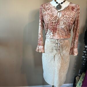 Doncaster suede lace up skirt